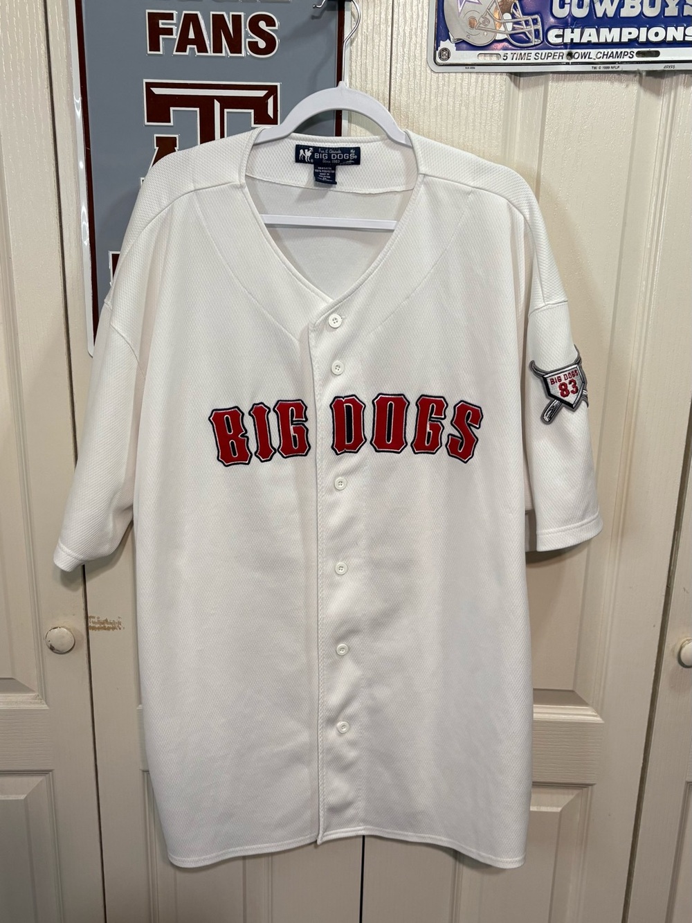 Big Dogs White Mesh Jersey Top with Navy Label